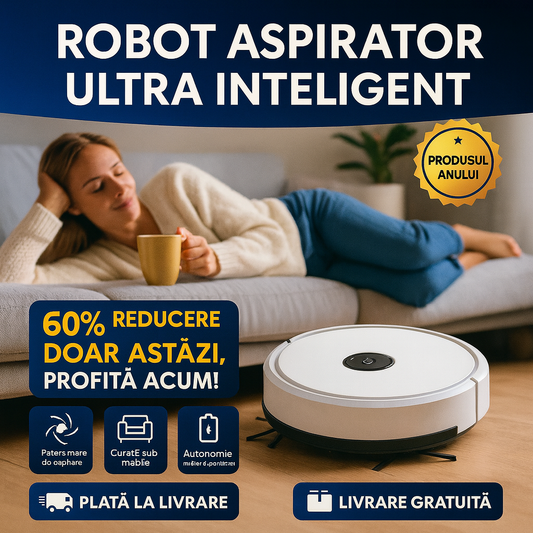 🔥 RoboCleaner PRO – Curățenie inteligentă fără efort! Control prin aplicație, aspiră și spală în același timp. 🚀  🏠✨