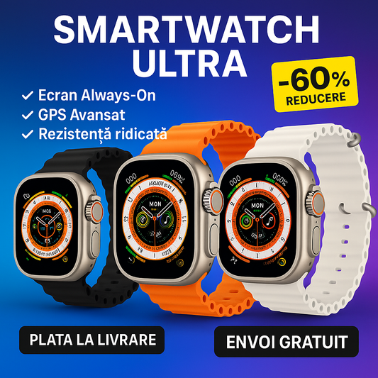 ⌚️ SmartWatch ULTRA – Răsfață-te chiar azi! Stoc limitat, livrare gratuită + cadou exclusiv! 🔥
