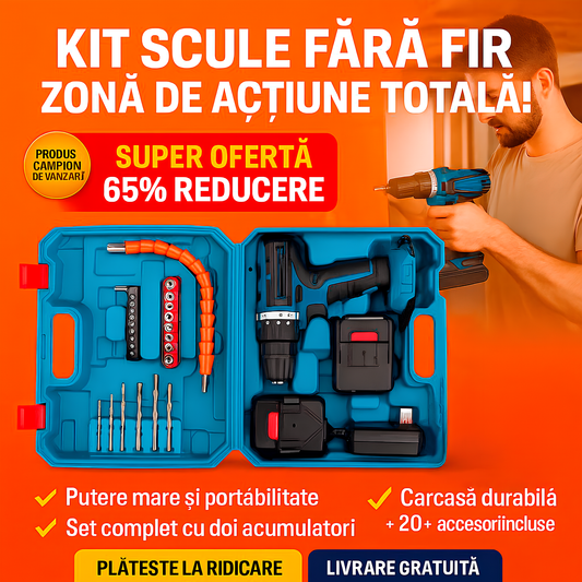 🔧 Set Profesional de Bormașină Electrică Portabilă + 🎁 CADOU EXCLUSIV DOAR ASTĂZI! 🔥